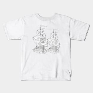 Caribbean pirates ship art Kids T-Shirt